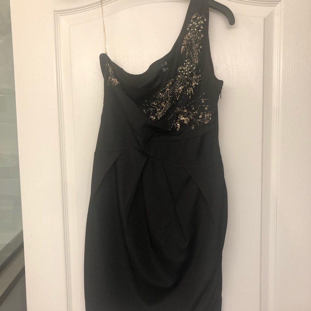 Embellished one shoulder sexy dress